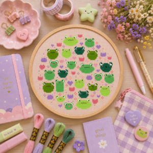 Frolicy Frogs Cross Stitch Pattern