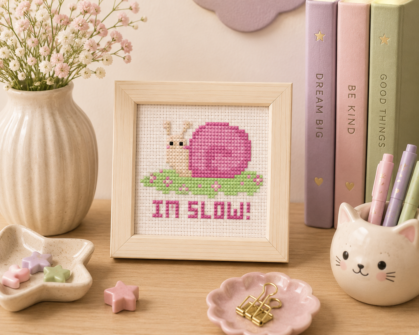 Im Slow Snail Mini Cross Stitch Pattern