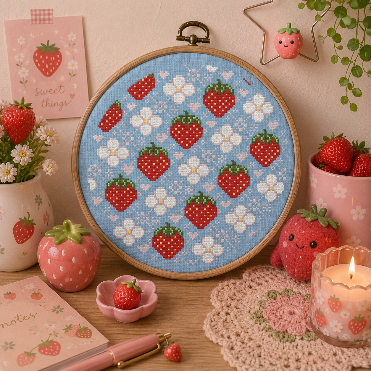 Strawberry Lace Cross Stitch Pattern - Image 3