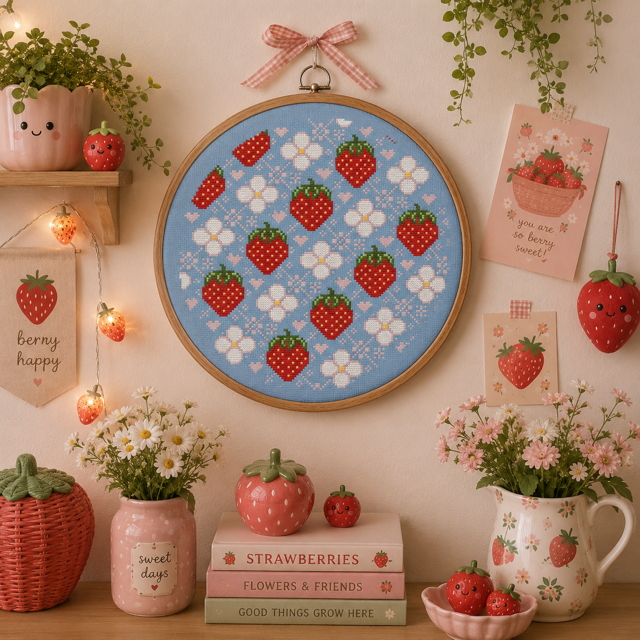 Strawberry Lace Cross Stitch Pattern - Image 2